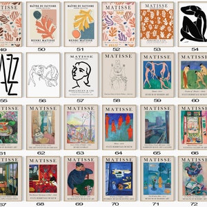 May include: A collection of 12 Matisse art prints featuring various paintings and sketches. The prints are in a grid format and each print has a white border. The prints are all in black and white except for the print in the top right corner, which is in color.