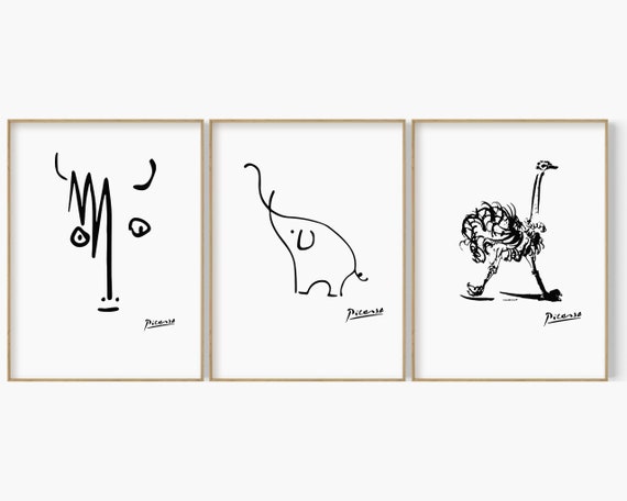 Choose 3 Out of 24 Animals Drawing Picasso Animal Sketch - Etsy Choose 3 Out of 24 Animals Drawing Picasso Animal Sketch - Etsy