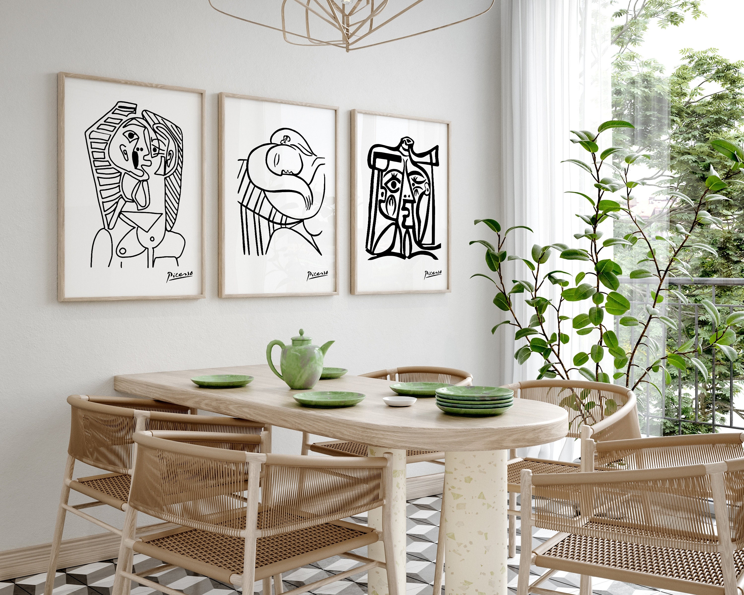 ピカソのスケッチ24点から3点を選択、ピカソのアートプリント3点セット