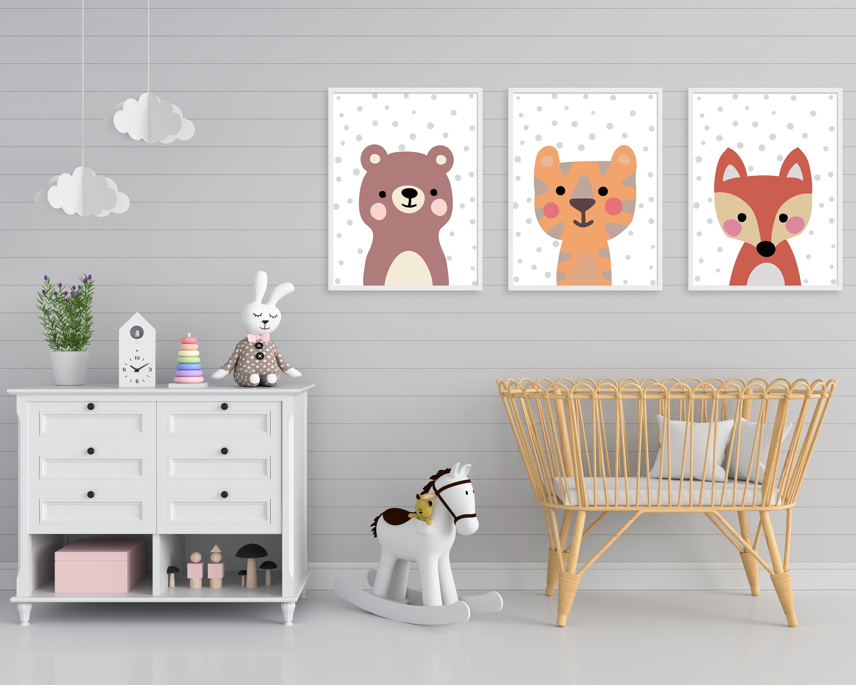 Baby Animal Set of 6 Prints Nursery Safari Baby Animals | Etsy