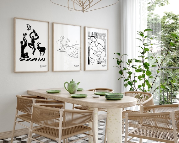 ピカソのスケッチ24点から3点を選択、ピカソのアートプリント3点セット