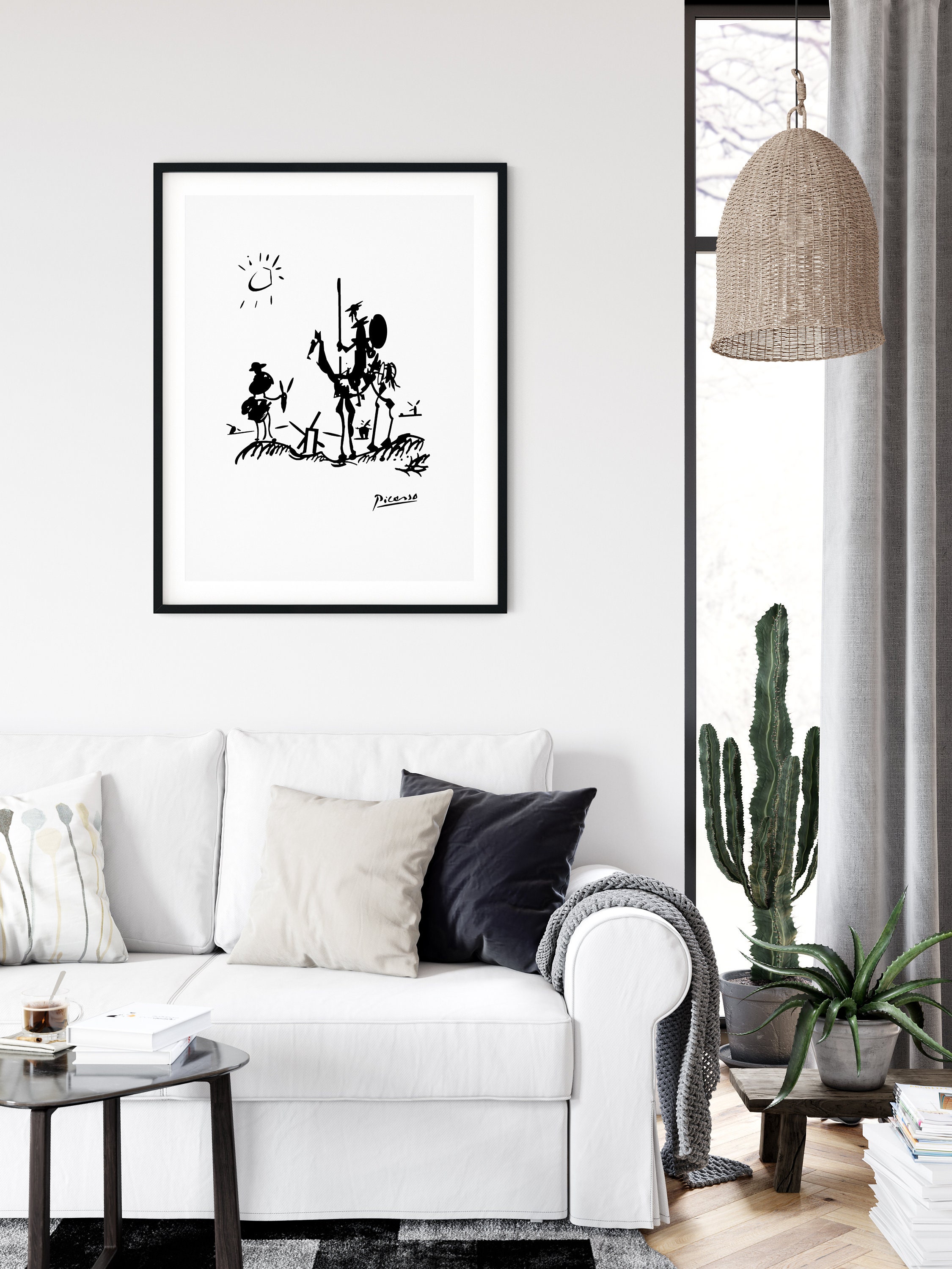 Impression de croquis Don Quichotte de Picasso, décoration d'intérieur moderne (téléchargement numérique) - France
