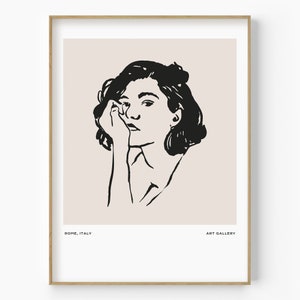 Woman Silhouette, Minimal Bohemian Illustration, Woman Line Art Prints, Minimalist Woman Art, Minimalist Wall Art, Modern Aesthetic Decor
