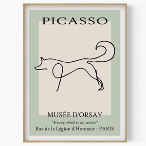 Szkic Picassa Lisa, Picasso Line Art, Plakat Zwierzęcy, Wydruk Wystawowy, Picasso Wall Art, Nowoczesna Sztuka Minimalistyczna, Szkic Zwierzęcy Picassa