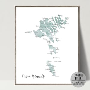 Carte des Îles Féroé-Îles Féroé affiche-carte minimaliste impression-aquarelle carte affiche-impression d'art mural-Danemark Îles Féroé carte-carte imprimable