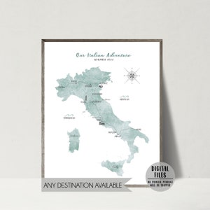 Personalisierte Italien Reise Karte Poster-Italy Road Trip Map Druck-Personalisiertes Geschenk für Reisende-Custom Travel Map-Italy Print-DIGITAL DATEI