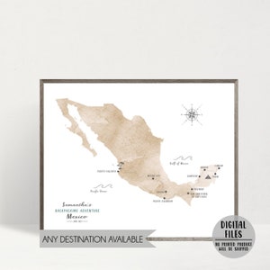 Mexico Travel Map-Personalized Mexico Trip Map Print-Custom Country Map Print-Personalized Gift For Traveler-Backpacking Map-DIGITAL FILE