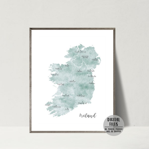 Ireland Map-Ireland Poster-Minimalist Map Print-Watercolor Map Poster-Gift For Traveler- Map Of Ireland Wall Art-Travel Gift-Printable Map