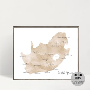 Carte de l'Afrique du Sud, affiche minimaliste, carte de l'Afrique du Sud, impression de carte, impression d'art mural, carte de l'Afrique du Sud, cadeau pour voyageur, carte imprimable