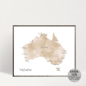 Australien Karte-Australien Poster-Minimalistische Karte Druck-Aquarell Karte Poster-Australien Wand Kunst-Reisen Geschenk-Karte von Australien-Druckbare Karte