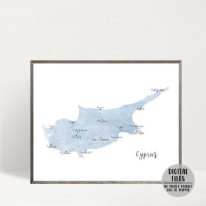 Carte de Chypre-Chypre voyage affiche-carte minimaliste impression-aquarelle carte affiche-Chypre cadeau-Chypre art mural impression-cadeau de voyage-carte imprimable