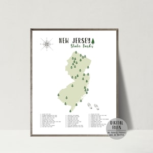 New Jersey State Parks Karte Print-New Jersey State Parks Karte Print-State Parks von New Jersey Karte Poster-Reisegeschenk für Wanderer