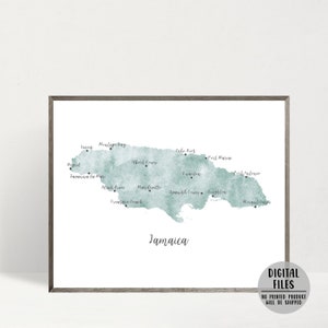Carte de la Jamaïque-Jamaïque voyage carte impression-aquarelle carte affiche-Jamaïque affiche-carte minimaliste-Jamaïque art mural-cadeau pour voyageur-carte imprimable