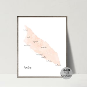 Aruba Karte-Aruba Reise Karte Print-Karibikinsel Aruba Poster-Minimalistische Aquarell Karte-Aruba Urlaub Karte-Aruba Wand Kunst-Printable Karte