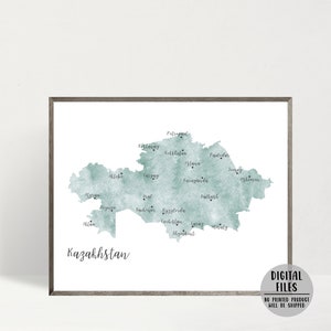 Carte du Kazakhstan, impression minimaliste, carte du Kazakhstan, carte du Kazakhstan, carte de voyage, impression d'art mural voyageur, décoration d'intérieur, carte imprimable