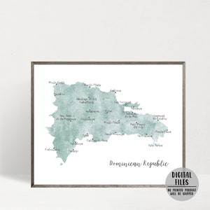 Carte de la République dominicaine-République dominicaine affiche-carte minimaliste impression-carte aquarelle-cadeau pour voyageur-carte art mural-cadeau de voyage-fichier numérique