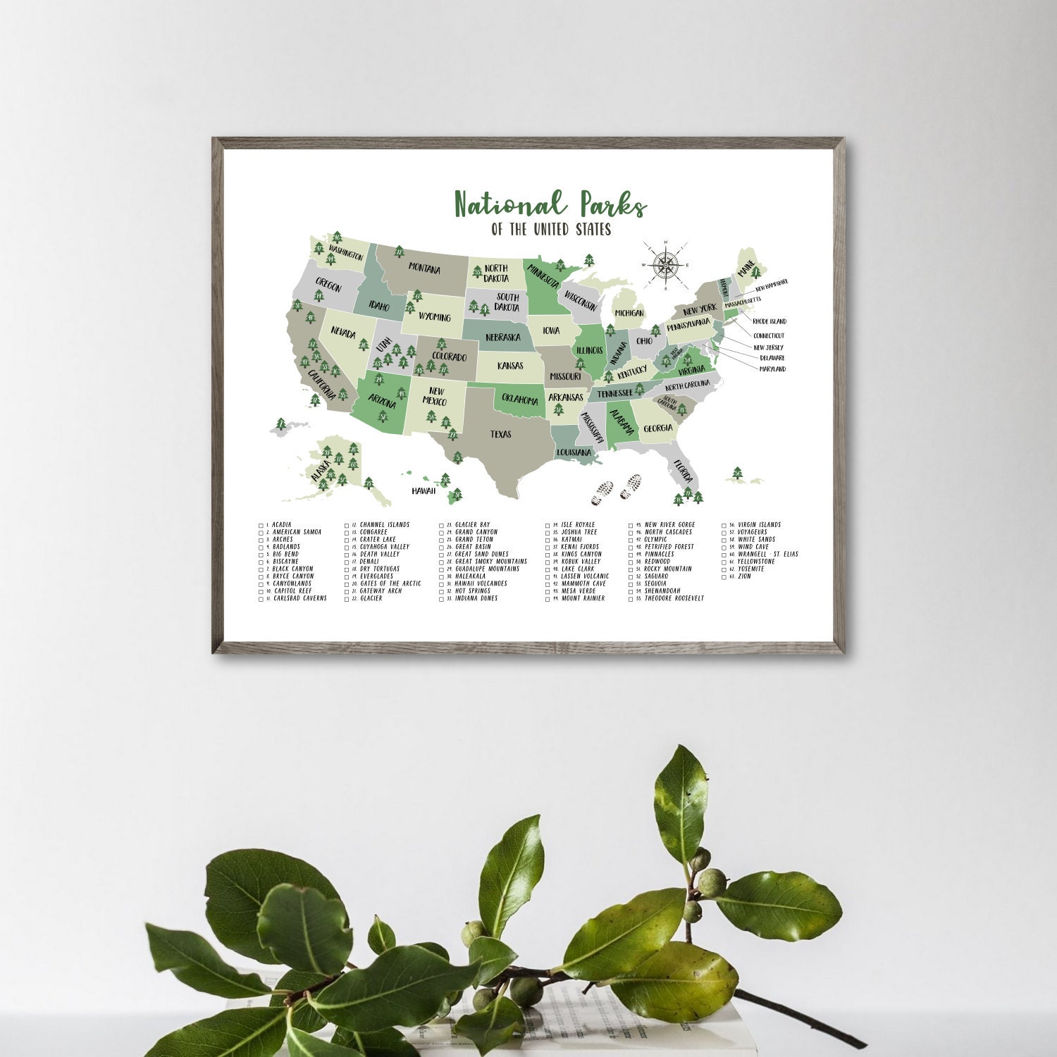usa national parks map us national parks checklist 63 national etsy
