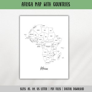 Africa Map Planner Insert-Africa Travel Map With Countries-Africa Coloring Page PDF-Travel Book Insert-Travel Tracker-DIGITAL DOWNLOAD