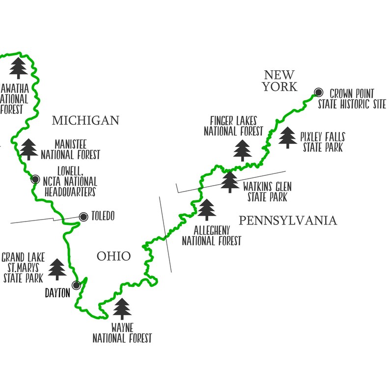 North Country Trail Map-north Country Trail Hiking Map | Etsy