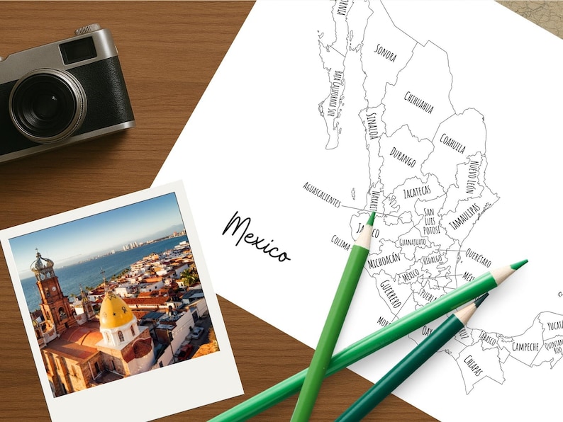 Mexico Travel Map With States-travel Planner Insert-travel Book Page ...