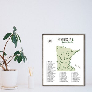 Minnesota State Parks Map Print-minnesota State Parks Checklist-state ...