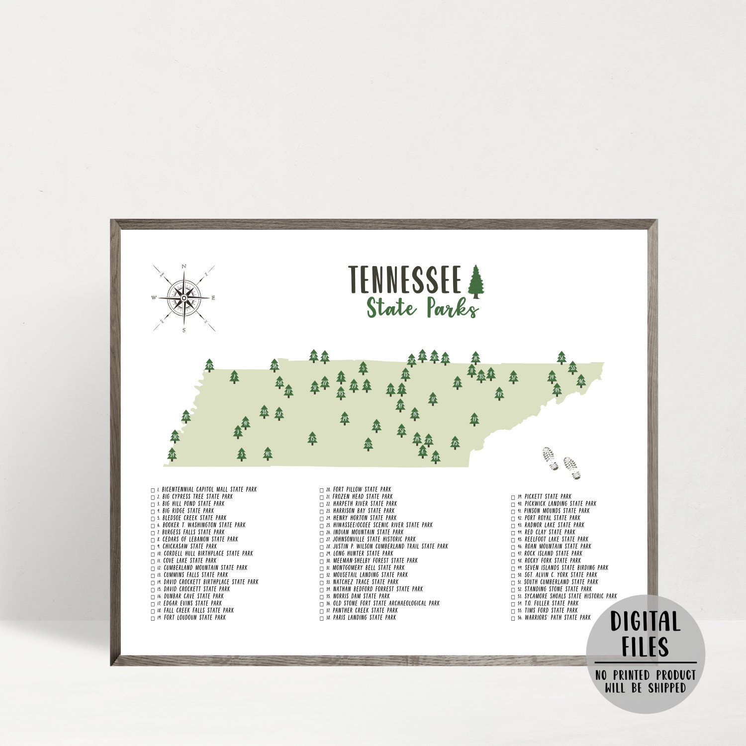 Tennessee State Parks Map Tennessee State Parks Map-Tennessee State Parks | Etsy