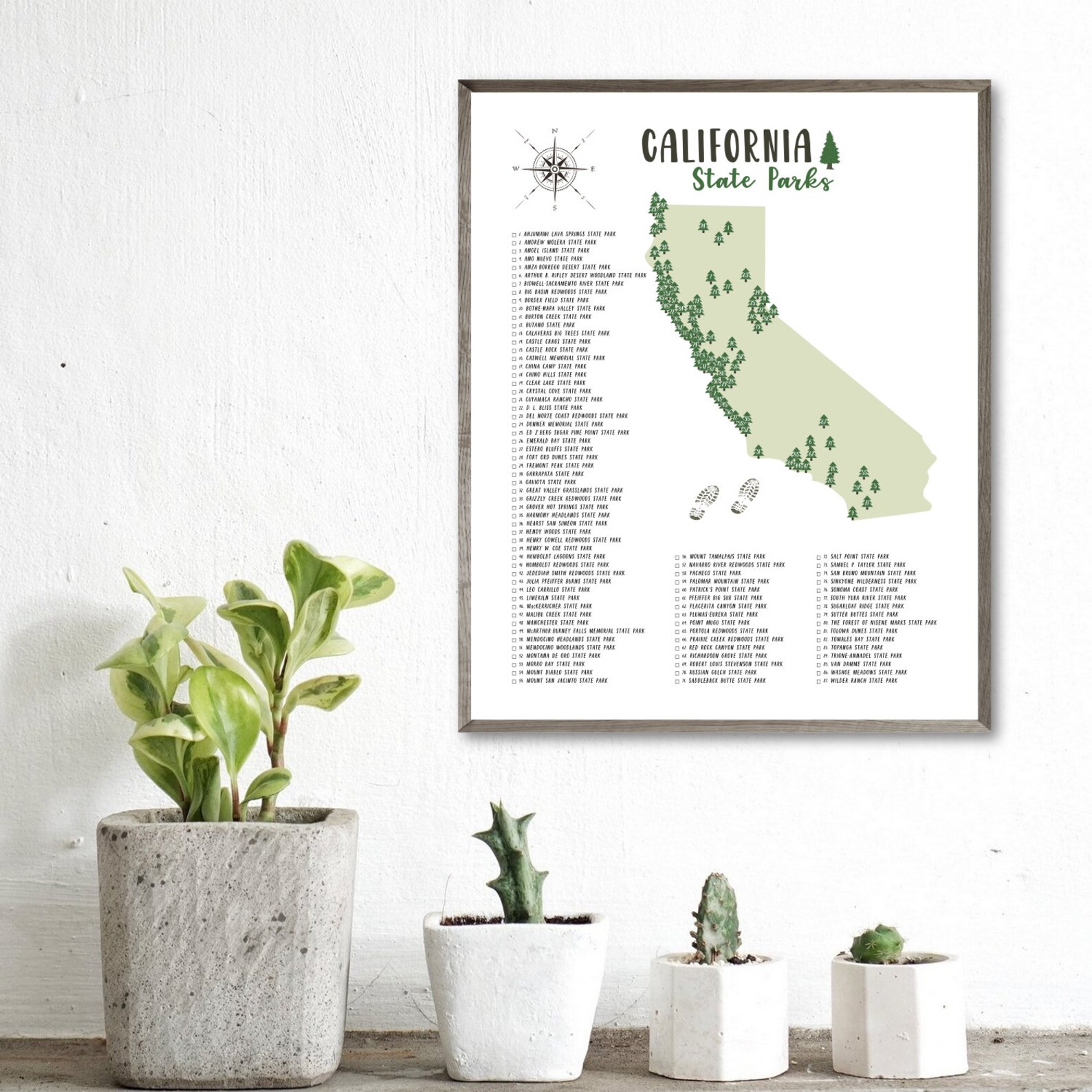 California State Parks Map Print-california State Parks Checklist-state ...