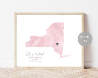 Personalized Engagement Map-Wedding Location Map-Personalized Gift For Couple-Anniversary Gift For Husband-Engagement Location Map-Love Map