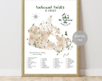 Canada National Parks Map - Personalized Map - National Parks Checklist - Canada National Parks Tracker - Gift For Hiker