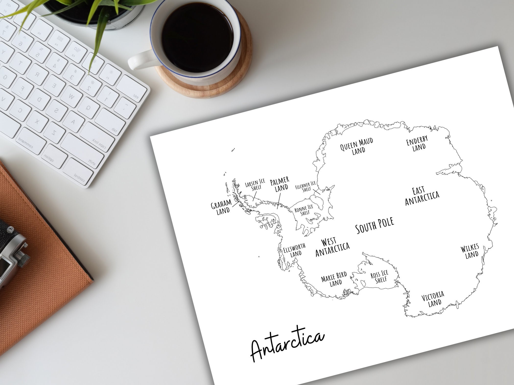 Antarctica Map-labeled Map of Antarctica-travel Planner Insert-coloring ...