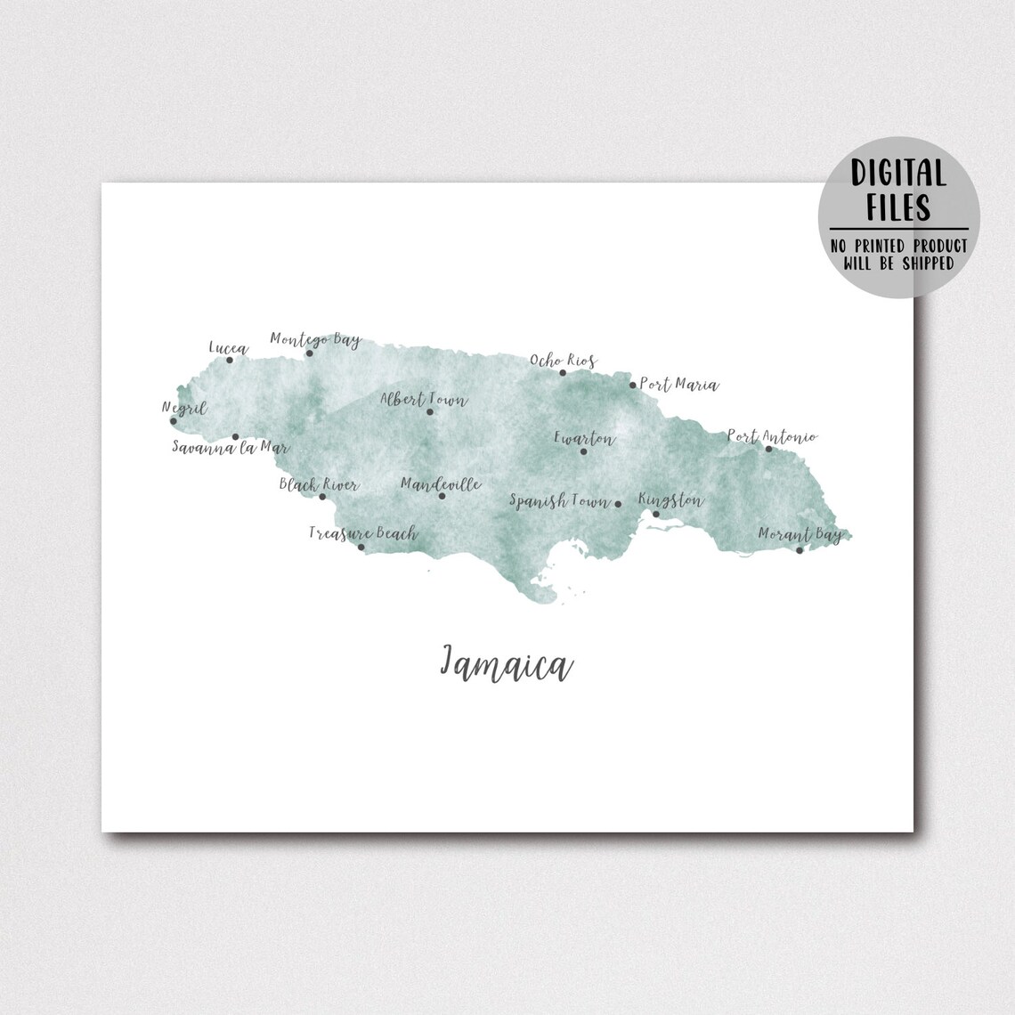 Jamaica Map-jamaica Travel Map Print-watercolor Map - Etsy