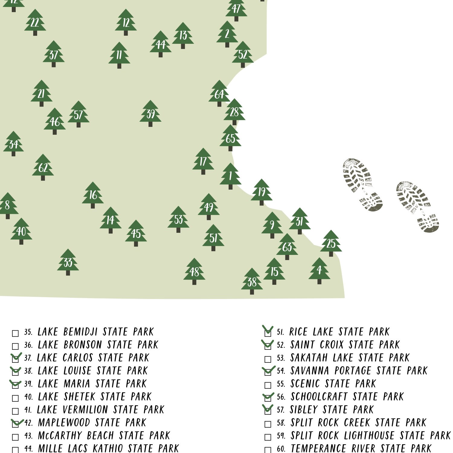 Minnesota State Parks Map Print-minnesota State Parks - Etsy