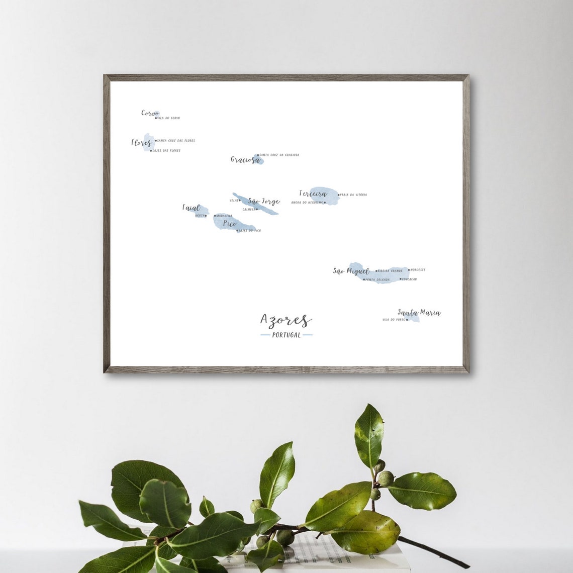 Azores Map-azores Islands Map Poster-minimalist Map Print-watercolor ...