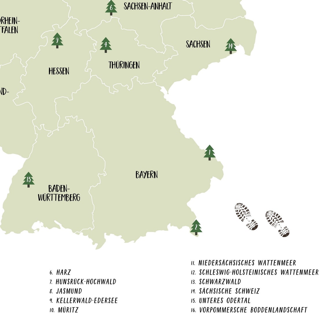 Germany National Parks Mapgermany National Parks Etsy
