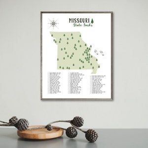 Missouri State Parks Map Print-missouri State Parks Checklist-state ...