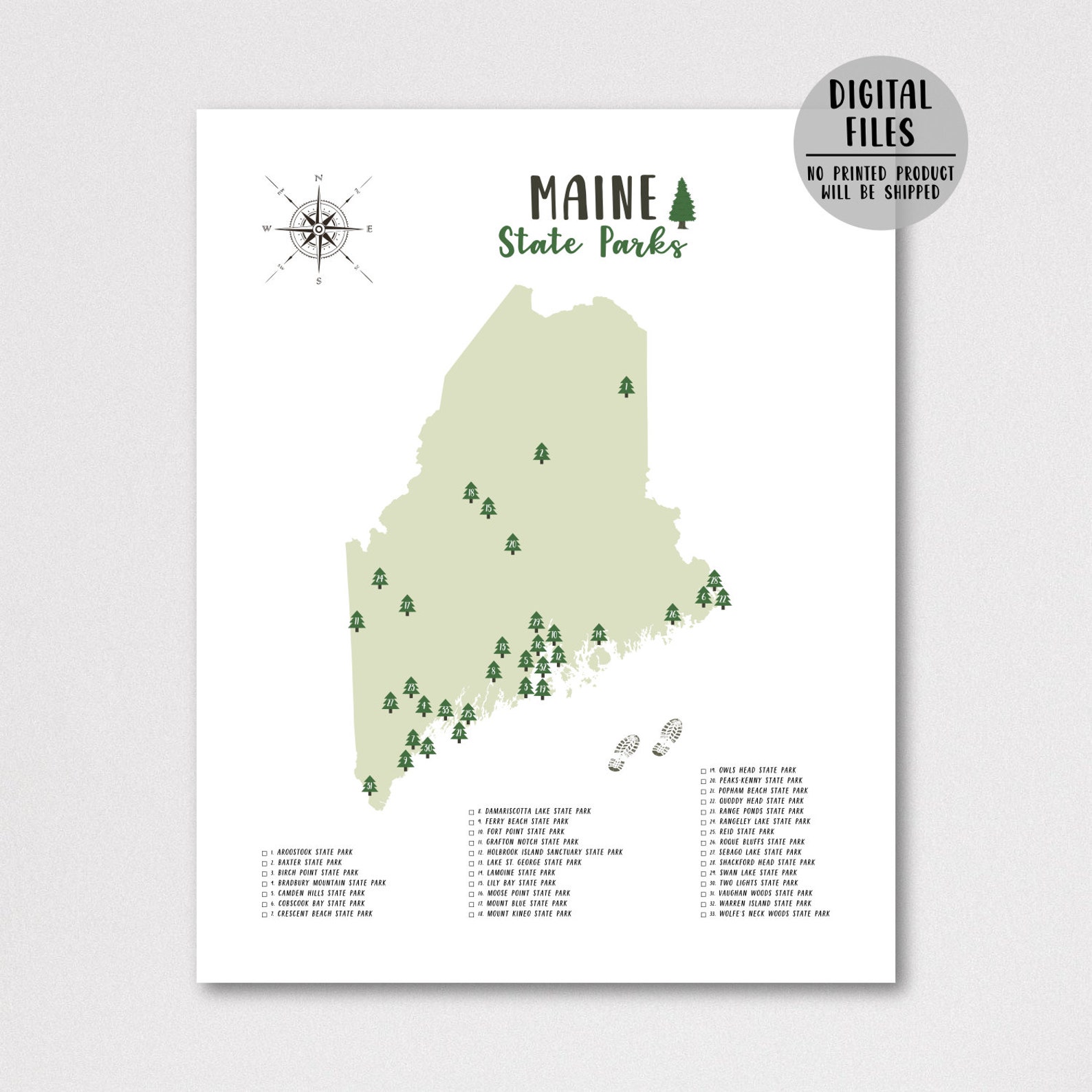 Maine State Parks Map-maine State Parks Checklist-state Parks of Maine 