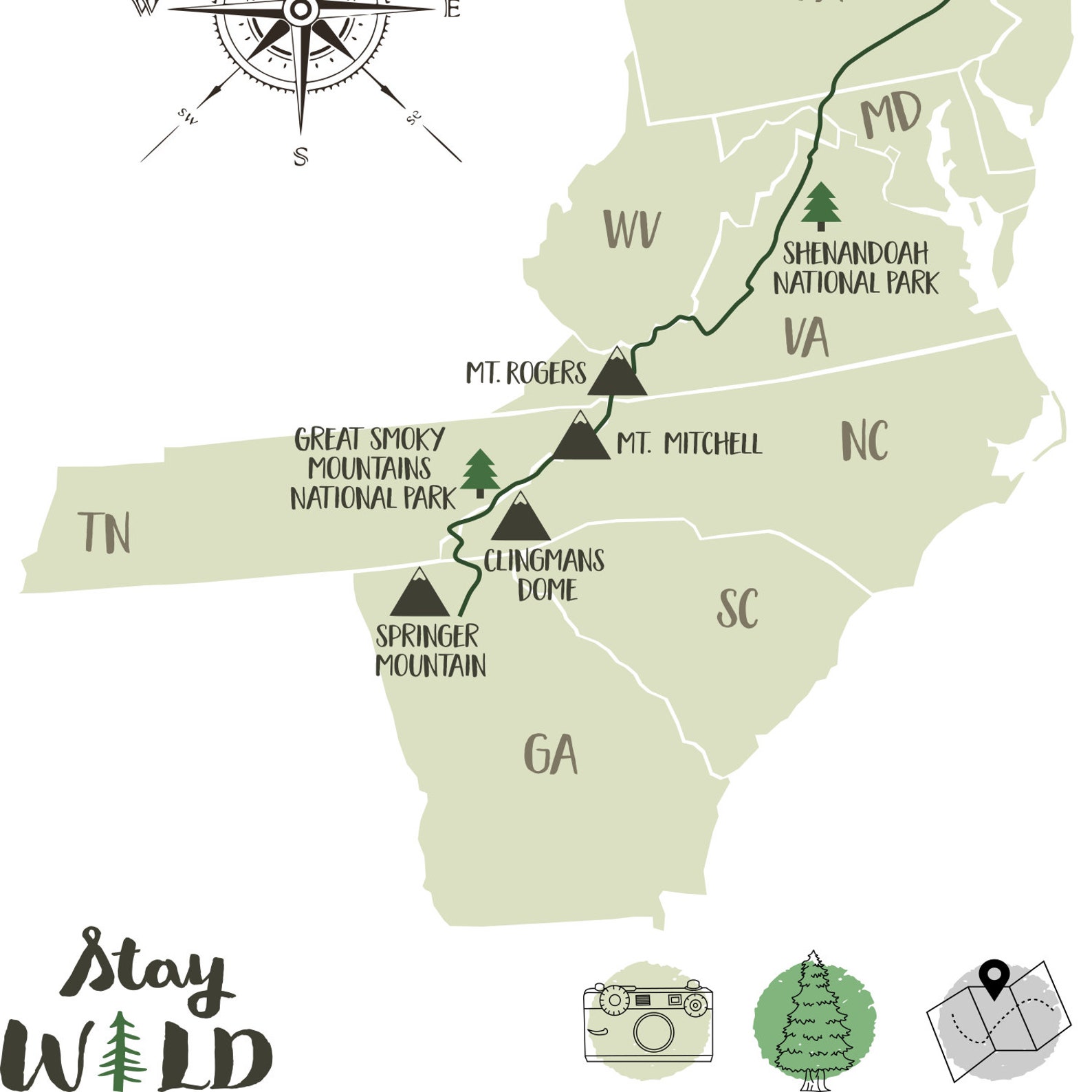 Mapa de senderos de los ApalachesApalaches Mapa de senderismo Etsy España Mapa de senderos de los ApalachesApalaches Mapa de senderismo Etsy España