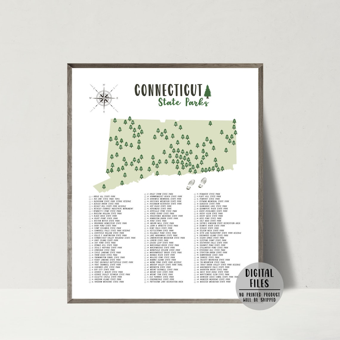 Connecticut State Parks Map-connecticut State Parks - Etsy
