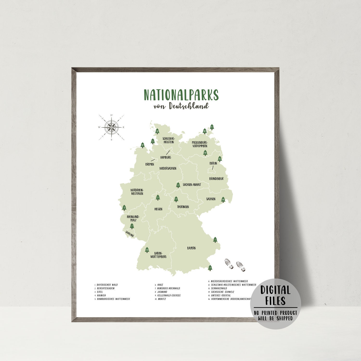 Germany National Parks Mapgermany National Parks Etsy Australia
