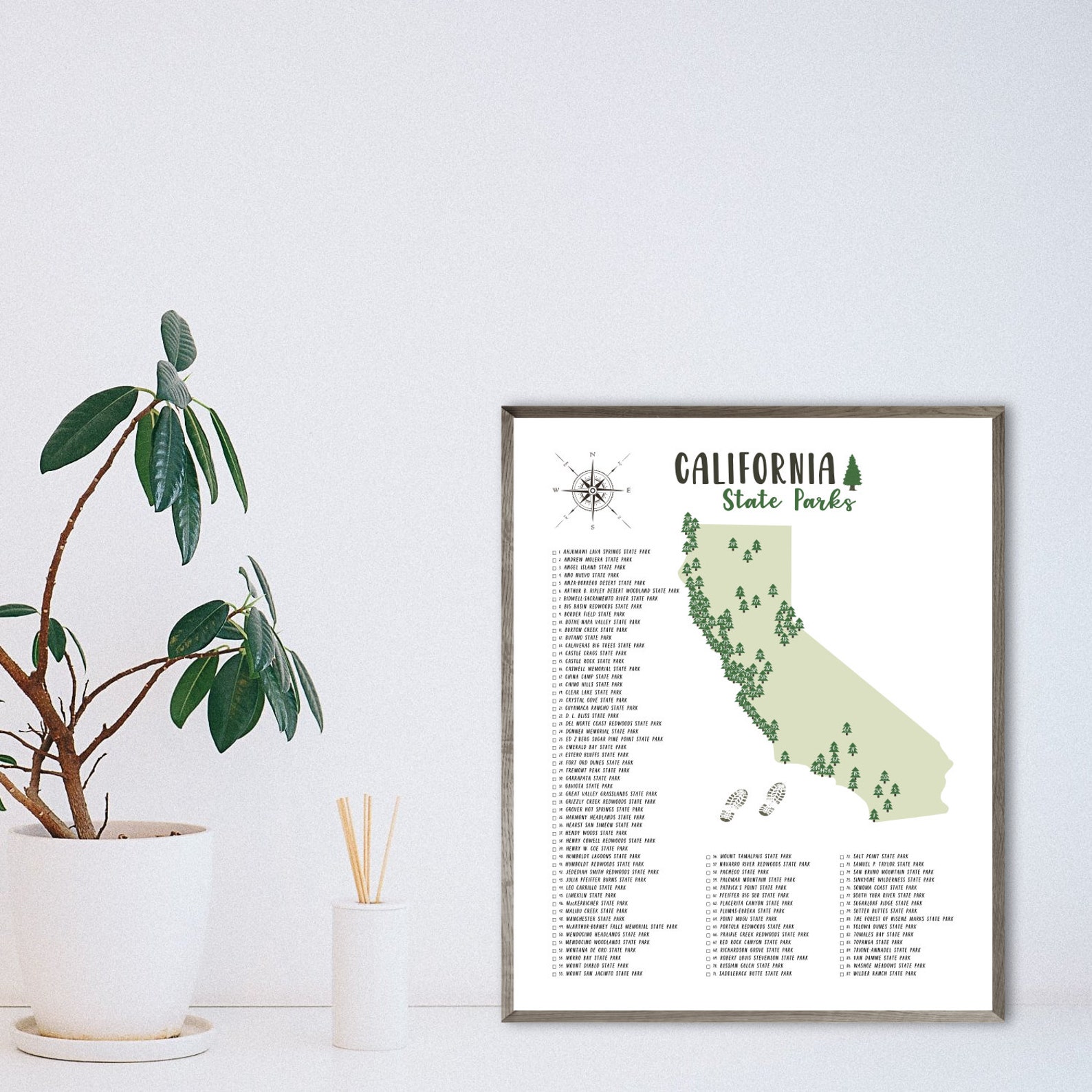 California State Parks Map Print-california State Parks Checklist-state ...