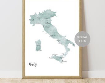 イタリアと島々 - 旅行地図 - デジタルダウンロード - Etsy 日本