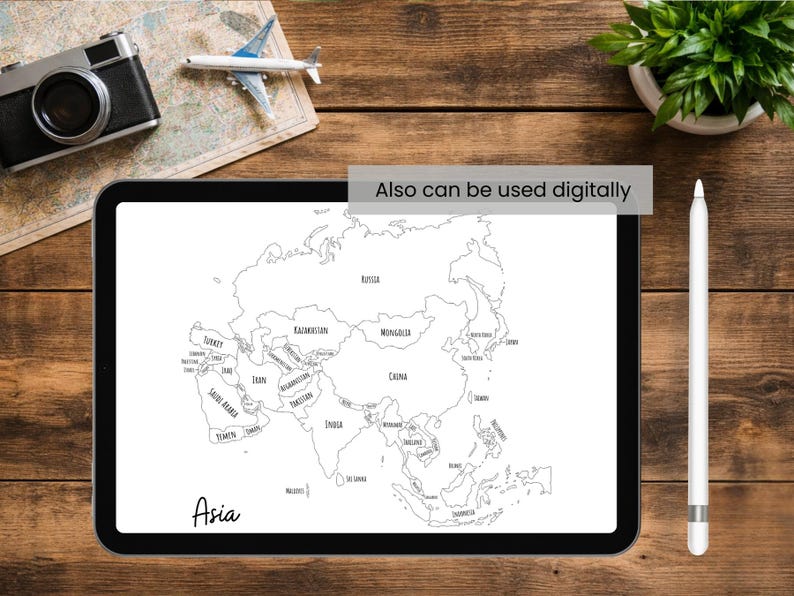 Asia Map-asia Map With Countries-travel Book Insert-asia Travel Planner ...