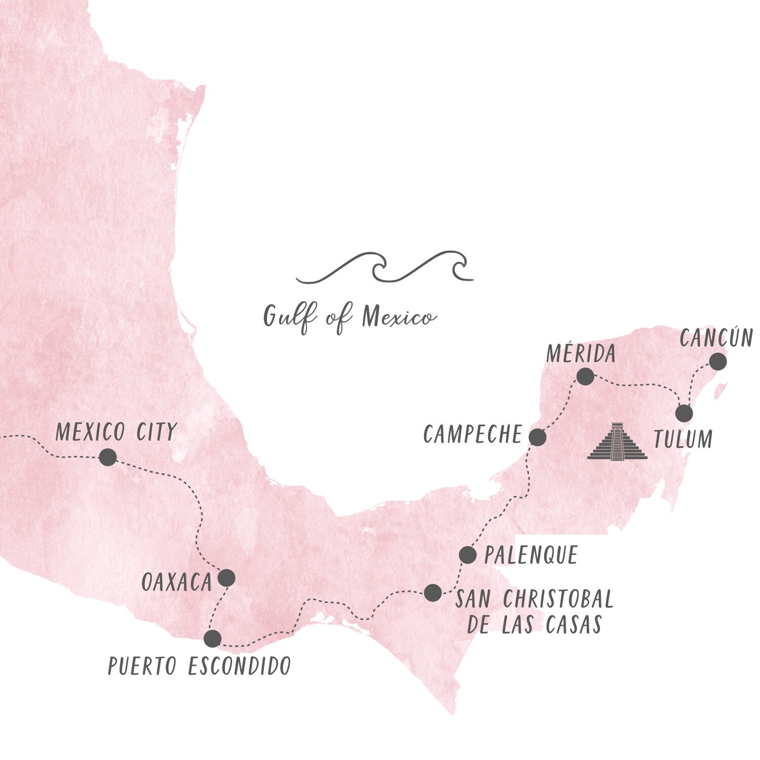 Mexico Travel Map-Personalized Mexico Trip Map Print-Custom | Etsy
