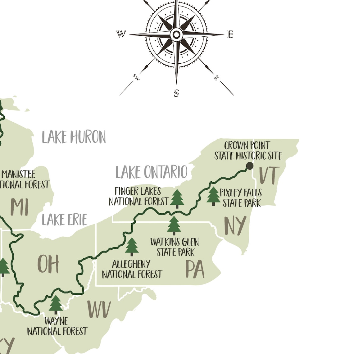 North Country Trail Map north Country - Il 1140xN.2816360583 75lo 