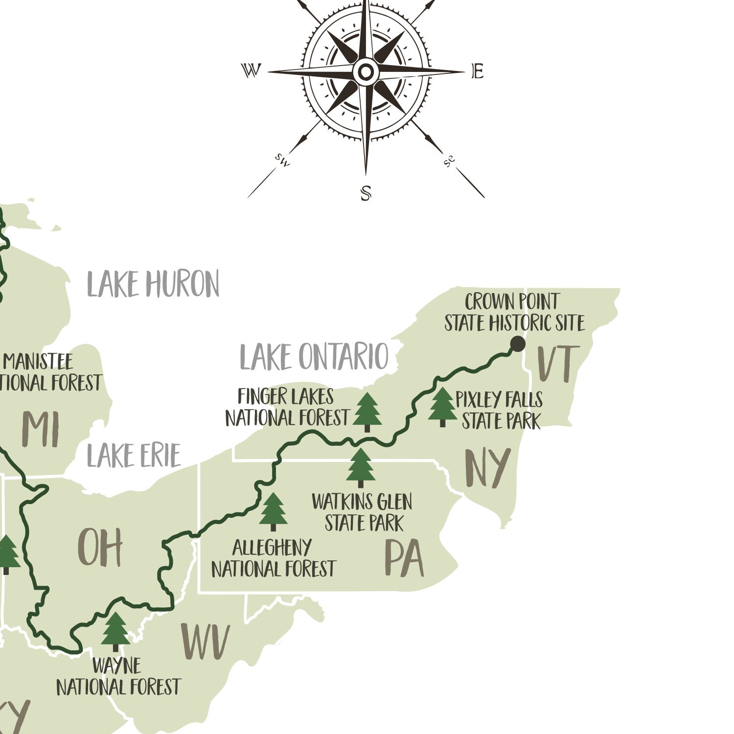 North Country Trail Map north Country - Il Fullxfull.2816360583 75lo