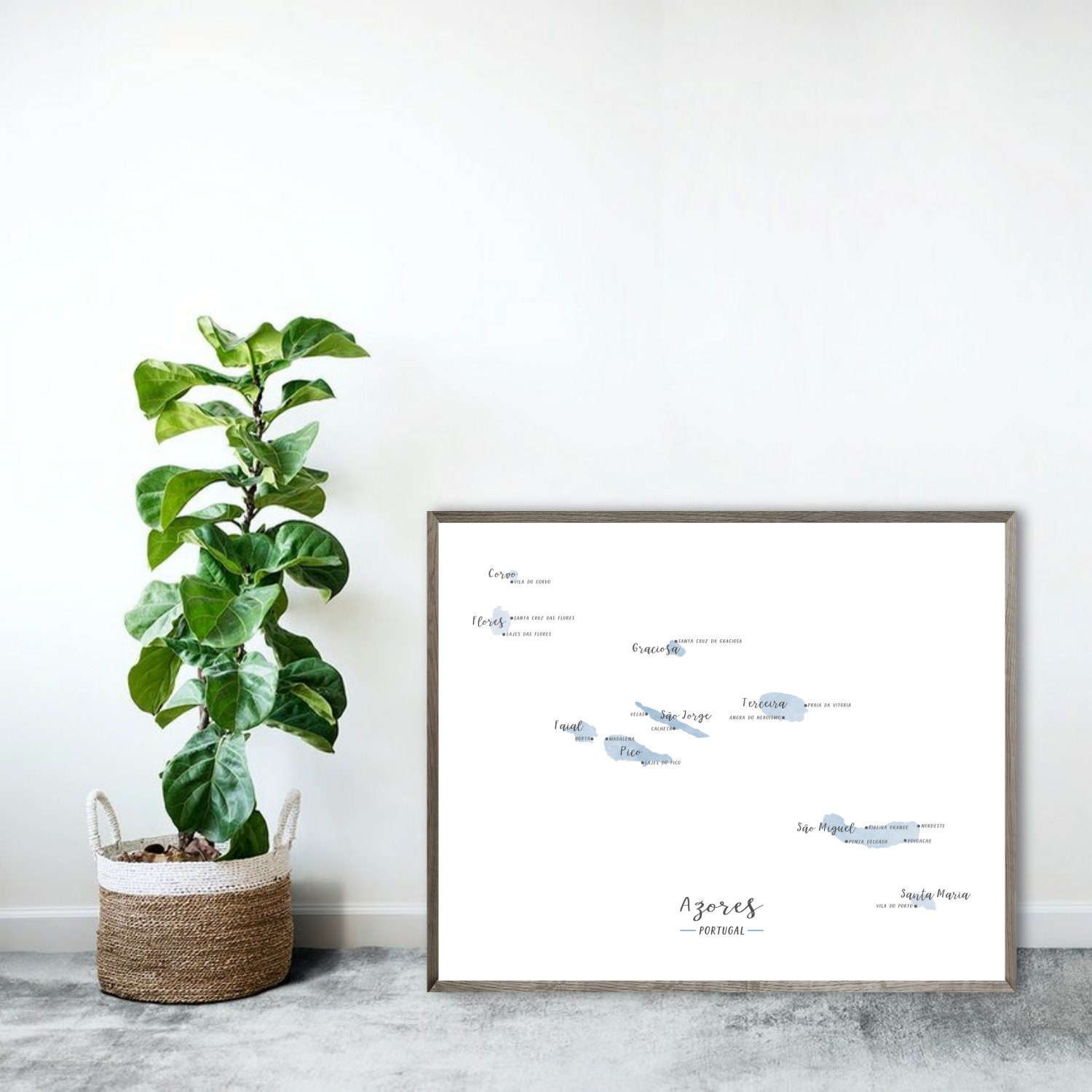 Azores Map-azores Islands Map Poster-minimalist Map Print-watercolor ...