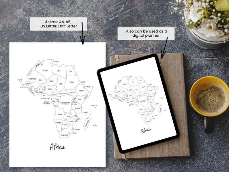 World Map Bundle - Travel Planner Insert - Labeled Continent Maps ...