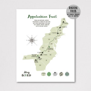 Appalachian Trail Map-appalachian Trail Hiking Map Print-appalachian ...