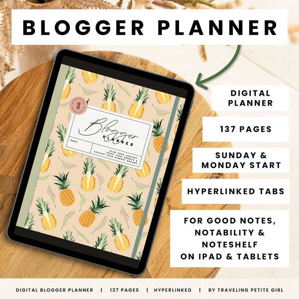 Digital Blogger Planner for Content Creators, Influencers & Entrepreneurs. Grow your blog like a business! Blogging Planner Content Calendar