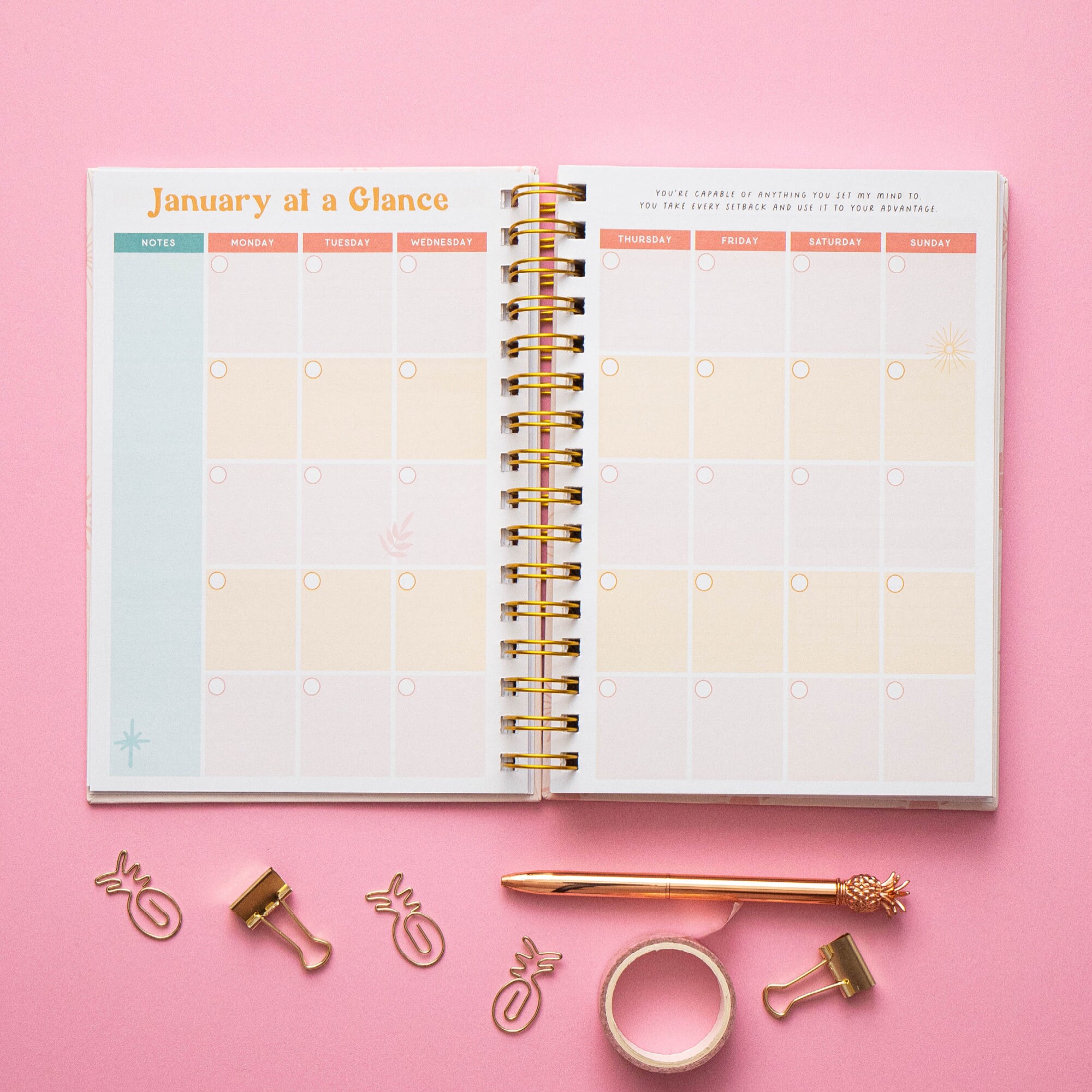 Glow Getter Planner, Hard Cover, Monday Start, Weekly Monthly Yearly ...